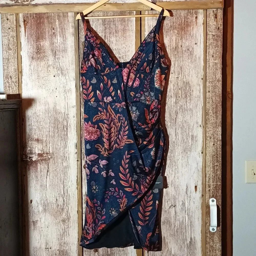NEW averie Halley Paisley floral cobalt blue draped corset midi women dress XXL - Picture 2 of 15